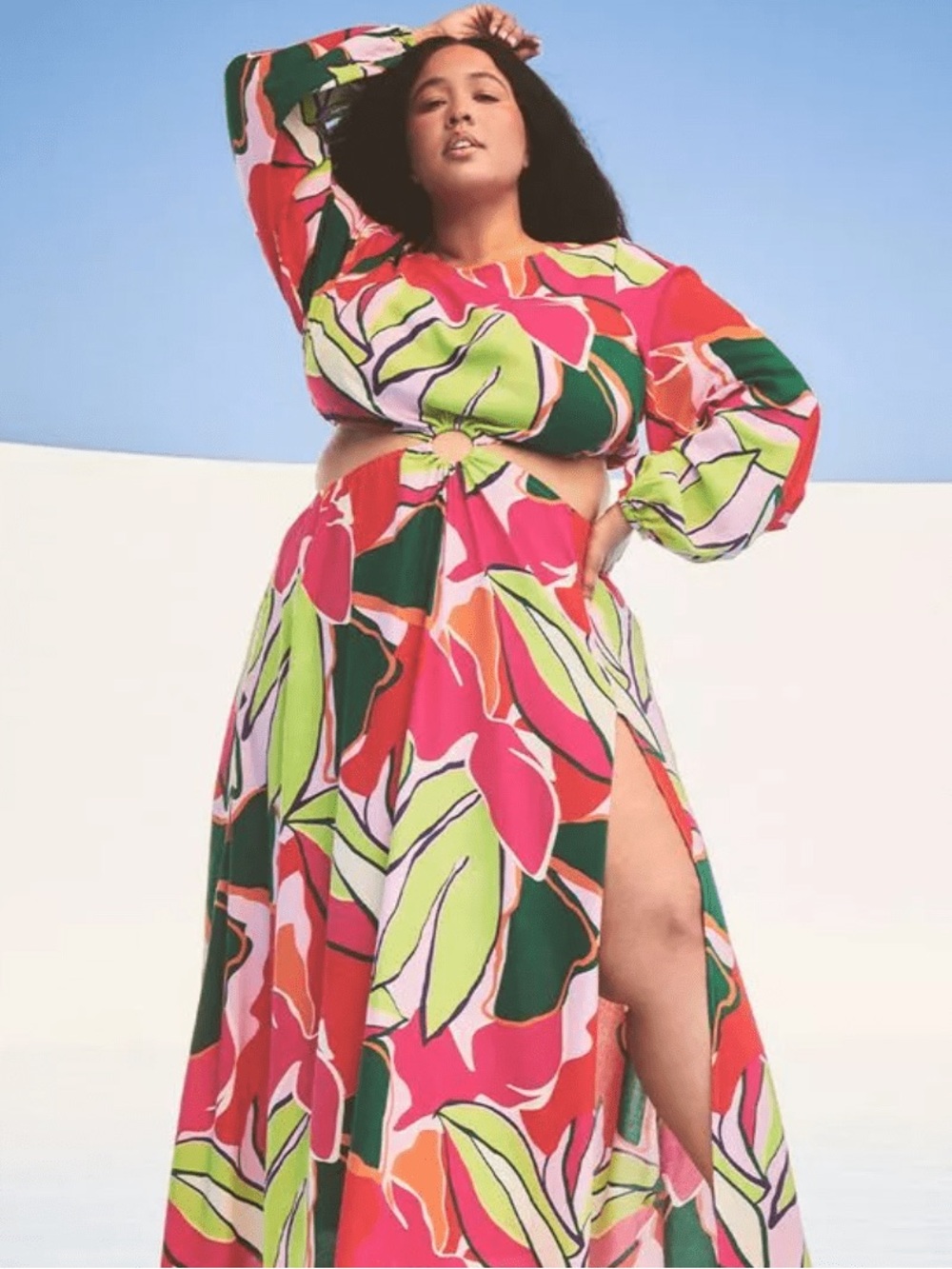 GABYFreshswim x Eloquii Floral Tropical Cutout Maxi Dress Plus Size 22/24